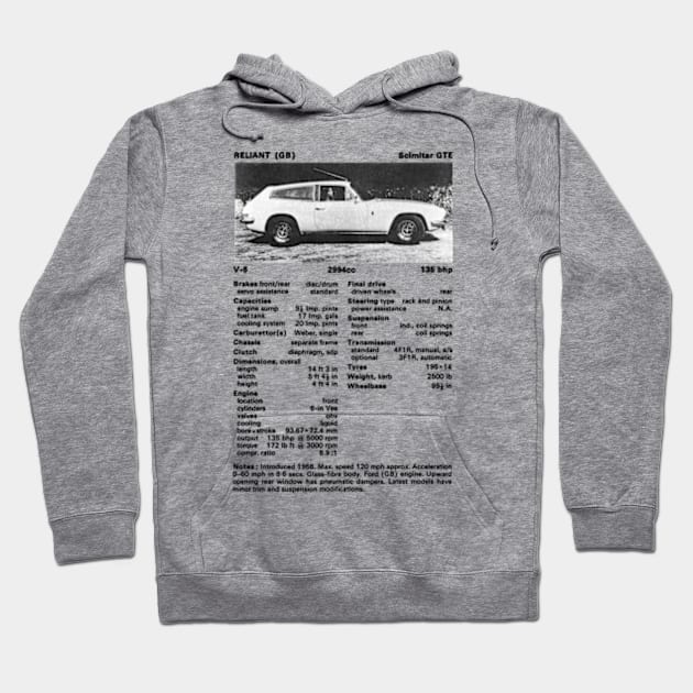 RELIANT SCIMITAR - technical data Hoodie by Throwback Motors